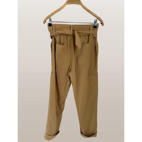 Vince Womens High-Waisted Paperbag Pants With Belt Beige Size S - Picture 4 of 12